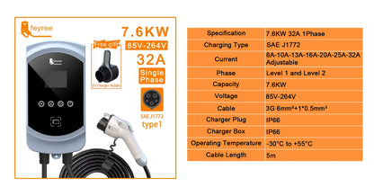 50A 12KW Type 1 EV Charging Station - Fast Home Electric Vehicle Charger