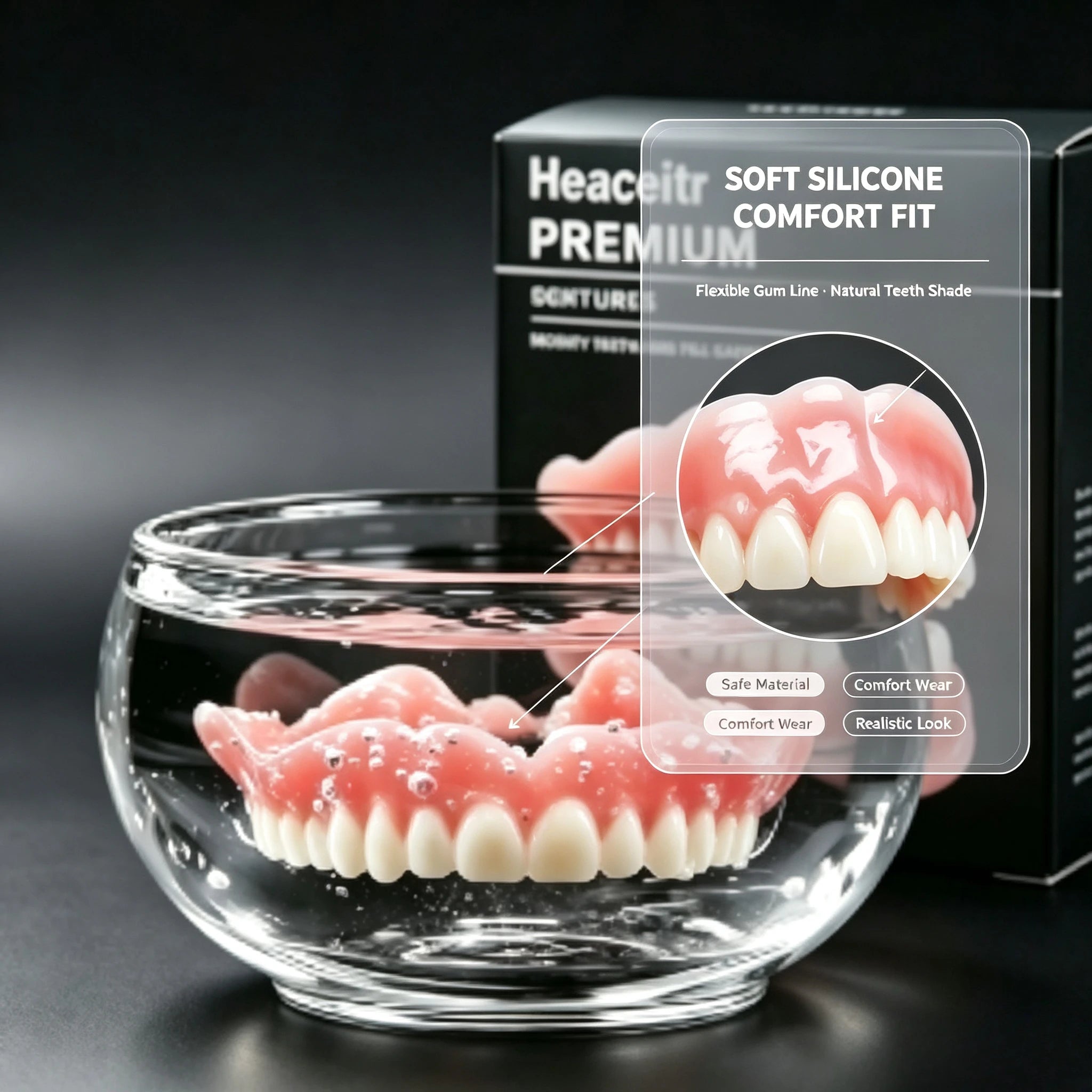 Custom Fit Cosmetic Dentures - Comfortable Silicone Smile Veneers - 1