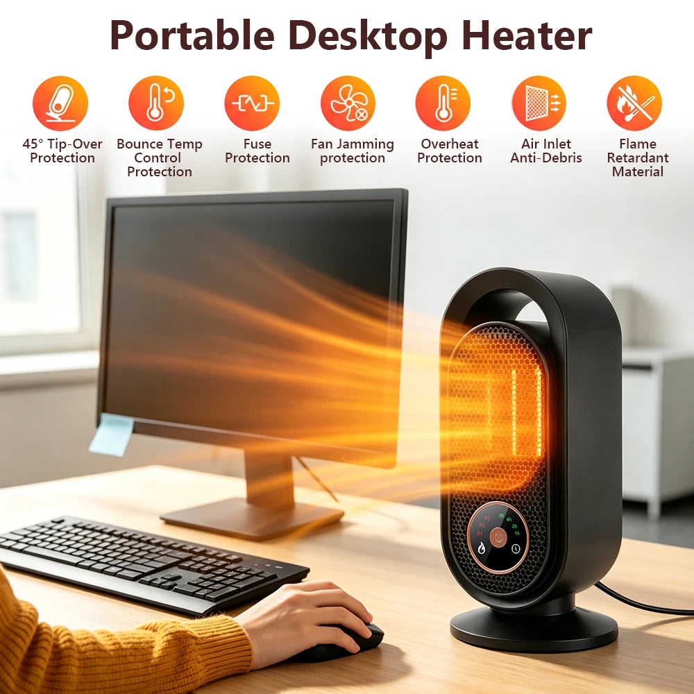 Portable Electric Ceramic Space Heater for Home Office Quiet Fast Heating