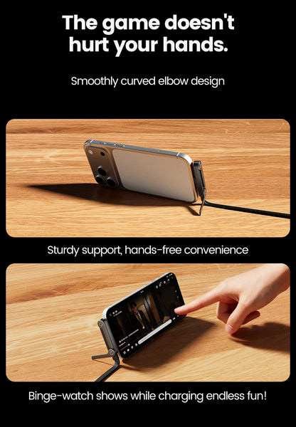 240W Fast Charging Cable with Built-in Foldable Phone Stand