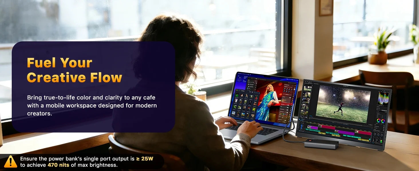 16-inch 2.5K 165Hz Portable Monitor - QHD Travel Display for Laptop - 21