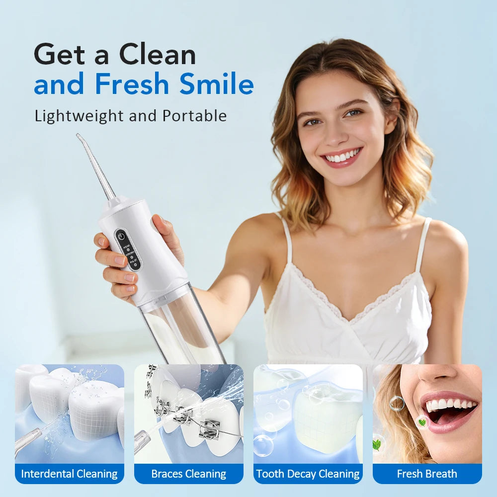 Portable Cordless Water Dental Flosser - USB Rechargeable Teeth Cleaning Tool - 5