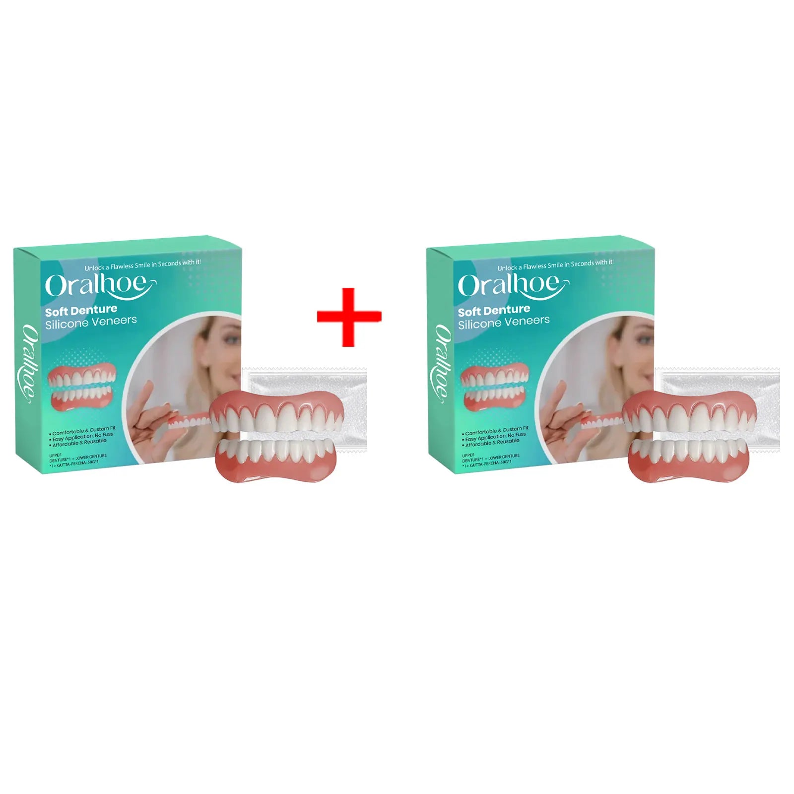 Silicone Temporary Dentures - Comfortable Snap-On Smile & Teeth Repair Kit - 15