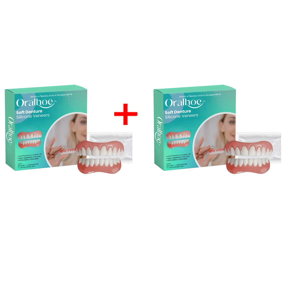 Silicone Temporary Dentures - Comfortable Snap-On Smile & Teeth Repair Kit