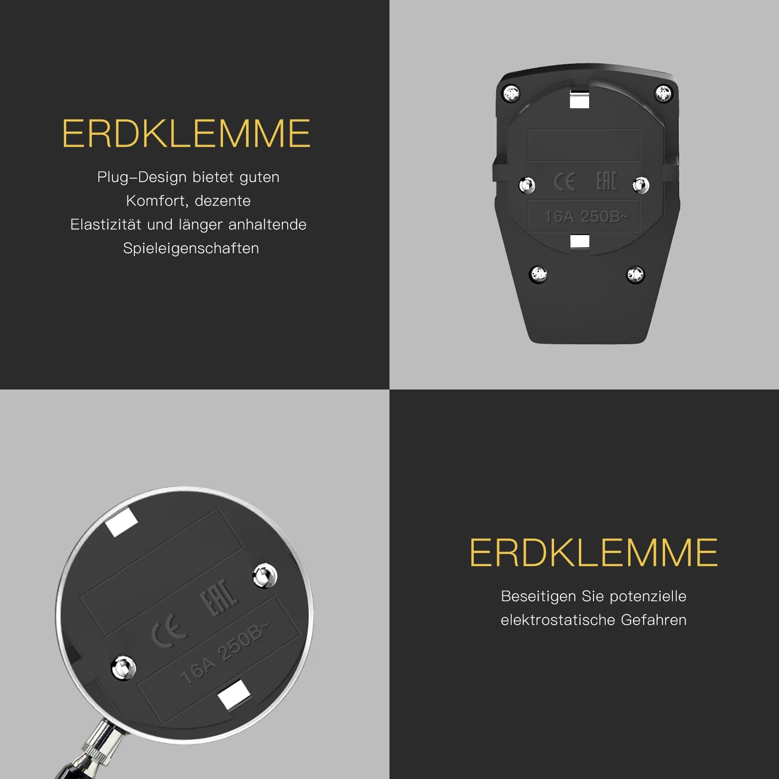 3-Pack EU Schuko Rewirable Power Plug with On/Off Switch - 250V 16A - 5