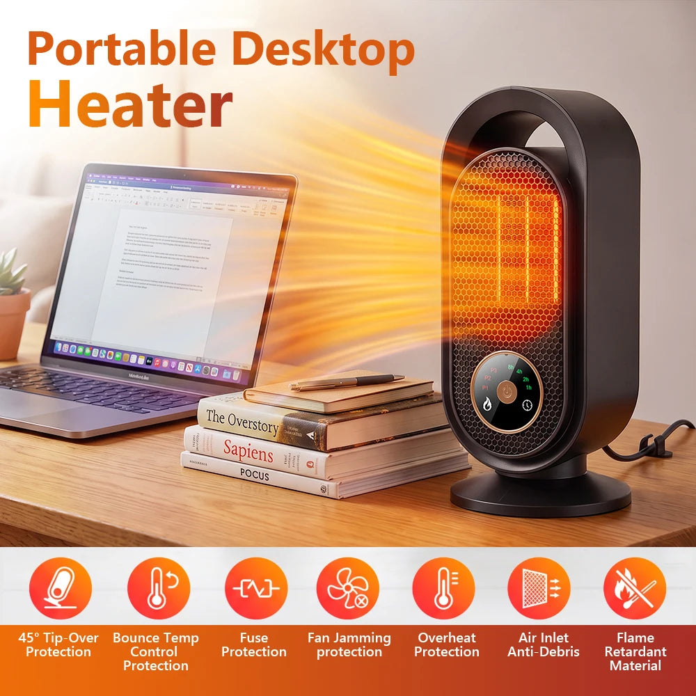 Portable Electric Ceramic Space Heater for Home Office Quiet Fast Heating