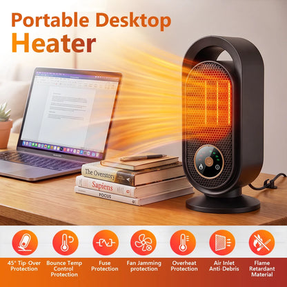 Portable Electric Ceramic Space Heater for Home Office Quiet Fast Heating