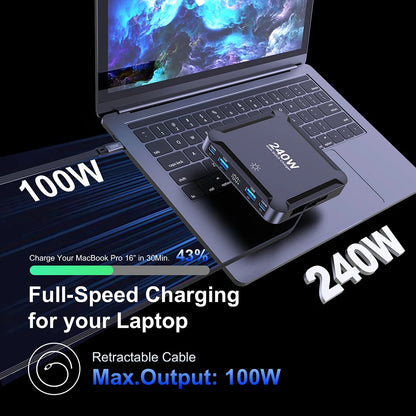175W GaN 6-Port USB-C Desktop Fast Charger with LED Digital Display