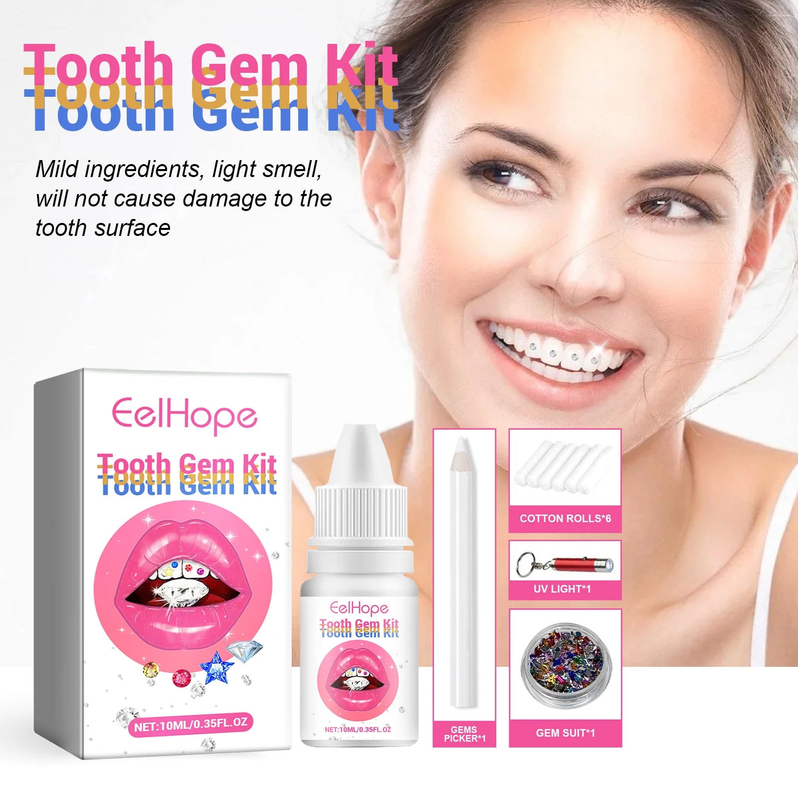 Professional DIY Tooth Gem Kit with UV Light for Sparkling Dental Jewelry - 3