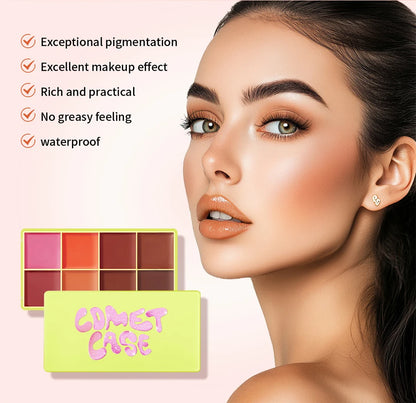 8-Color Cream Blush Palette - Long-Lasting Matte Face Makeup