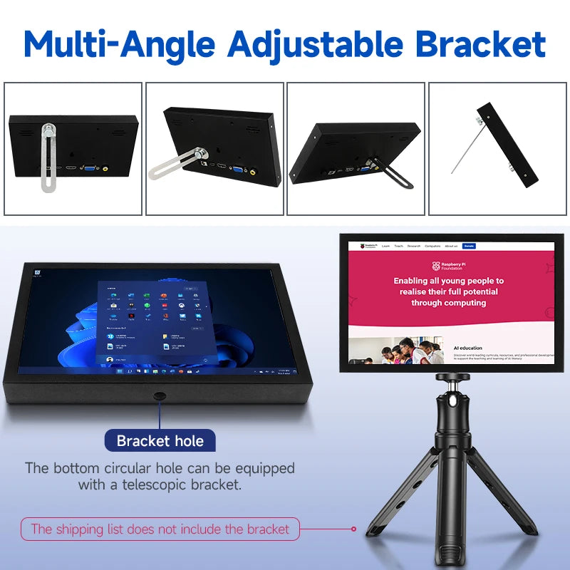 7-Inch Portable IPS Monitor 1024x600 HDMI VGA Display with Metal Holder