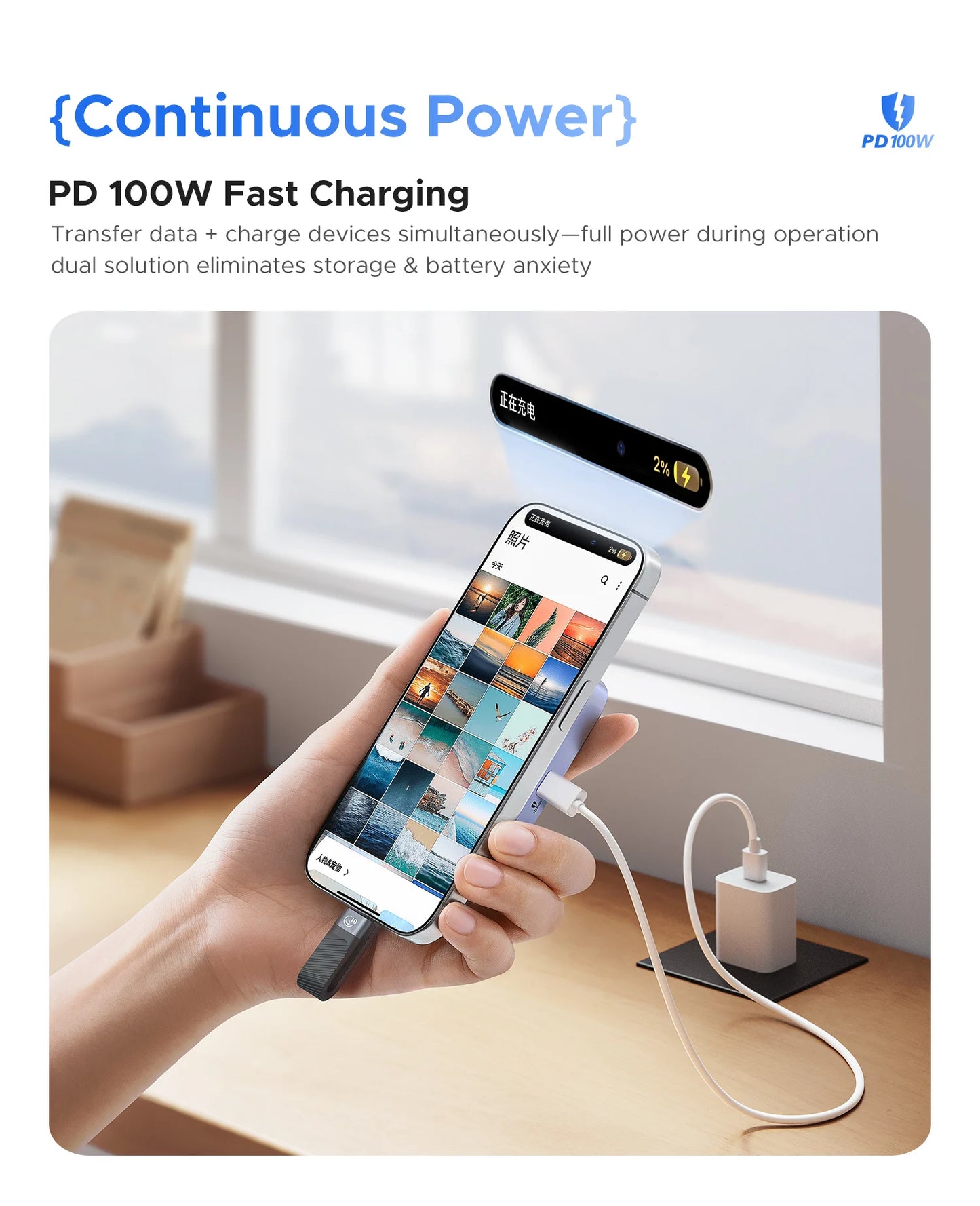 Magnetic NVMe M.2 SSD Enclosure for iPhone 4K ProRes Recording & 100W Charge