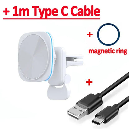 Magnetic Wireless Car Charger & Phone Mount - 15W Fast Charging Station