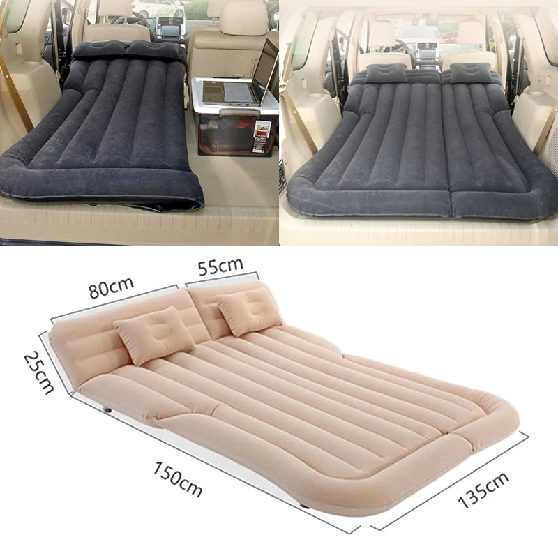 Universal Inflatable Car Air Mattress - Travel Bed & Portable Camping Mat with Pillows