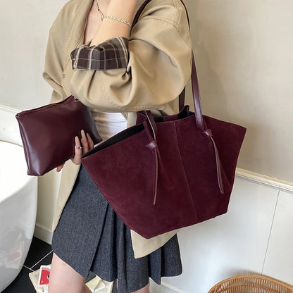 Luxury Retro Suede Shoulder Tote