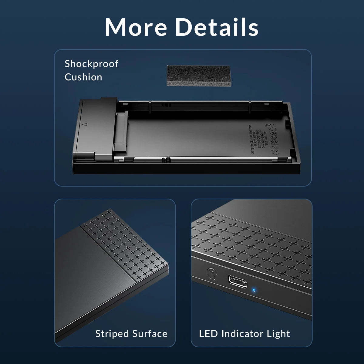 ORICO 2.5" USB-C Hard Drive Enclosure SATA to USB 3.1 SSD/HDD Adapter Case