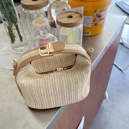 Luxury Woven Straw Bucket Bag