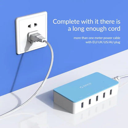 Multi-Port Desktop USB Charging Station - 5-Port Fast Home Office Hub