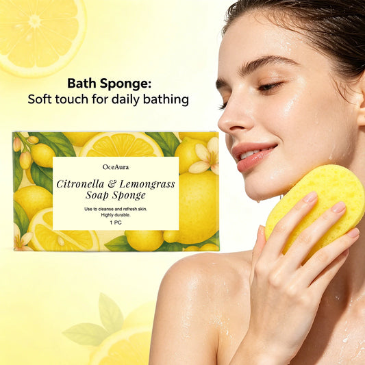 Citronella & Lemongrass Exfoliating Bath Sponge for Daily Skin Cleansing