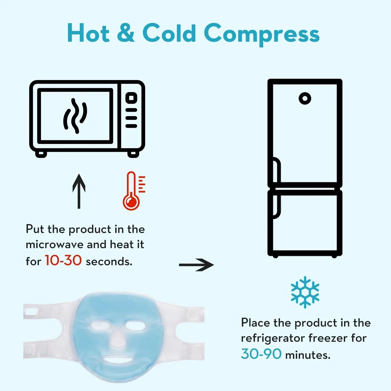 Gel Face Cooling Mask - Hot & Cold Therapy for Puffiness & Skin Firming - 6