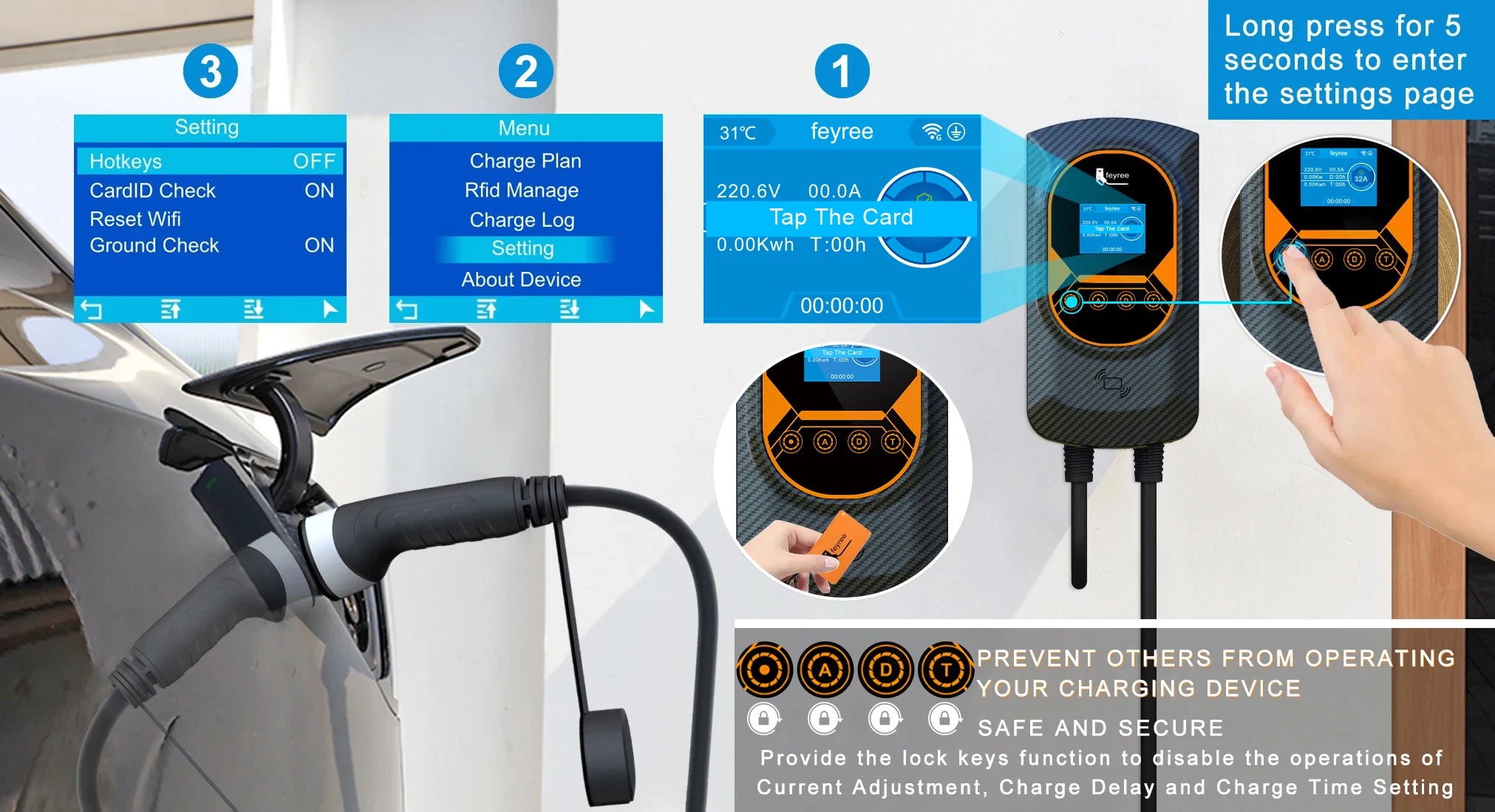 Smart EV Wallbox Charger - Adjustable 32A WiFi Electric Vehicle Station - 35