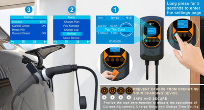 Smart EV Wallbox Charger - Adjustable 32A WiFi Electric Vehicle Station