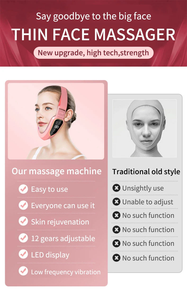 LED V-Face Lifting Massager: Photon Therapy & Vibration Slimming Device - 8