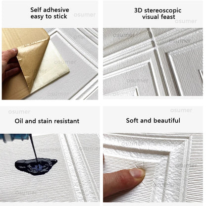 3D Foam Wall Panels Self-Adhesive Waterproof Wallpaper