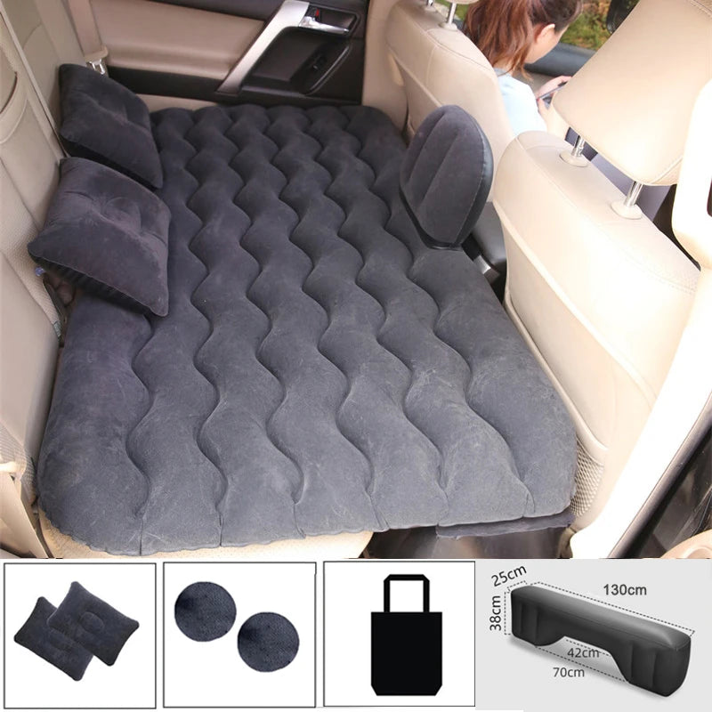 Universal Inflatable Car Air Mattress - Travel Bed & Portable Camping Mat with Pillows