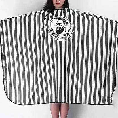 Striped Barber Cape - Waterproof Hair Cutting Apron for Salons