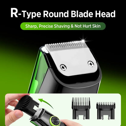 Cordless Vacuum Beard Trimmer & Hair Clipper - Waterproof Grooming Kit