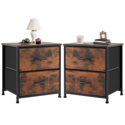 Modern 2-Drawer Nightstand with Fabric Storage Drawers – Bedroom Side Table