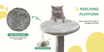 44" Multi-Level Cat Tree Tower with Scratching Posts & Cozy Condo