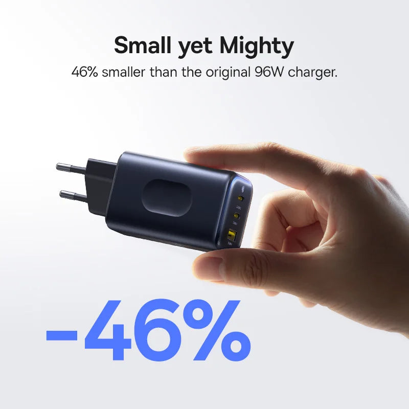 100W GaN Fast Charger - 3-Port USB-C Laptop & Phone Power Adapter - 2