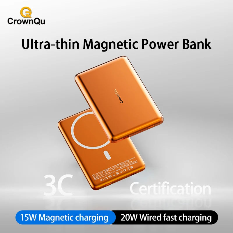Magnetic Wireless Power Bank 20W Fast Charging Slim Metal Battery Pack - 13