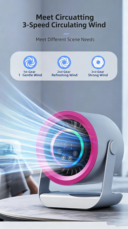 100-Speed Silent Desktop & Wall Mount Fan - 3600mAh Digital Display