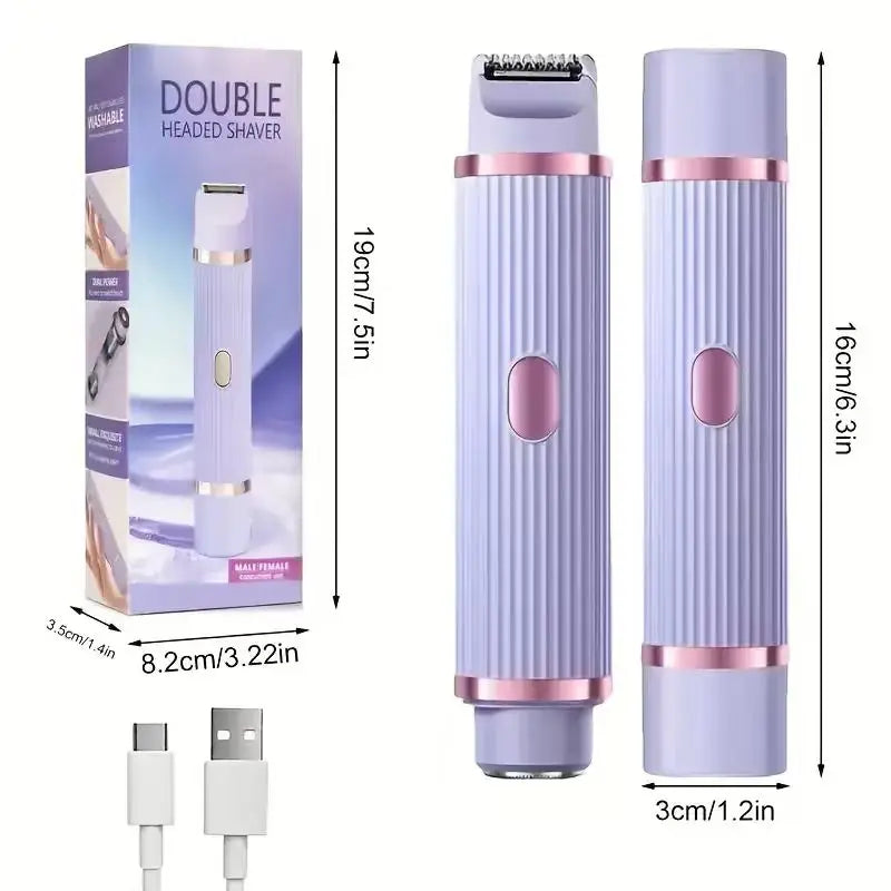 2-in-1 Women's Electric Shaver & Eyebrow Trimmer - Portable Wet & Dry Hair Remover - 8