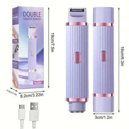 2-in-1 Women's Electric Shaver & Eyebrow Trimmer - Portable Wet & Dry Hair Remover
