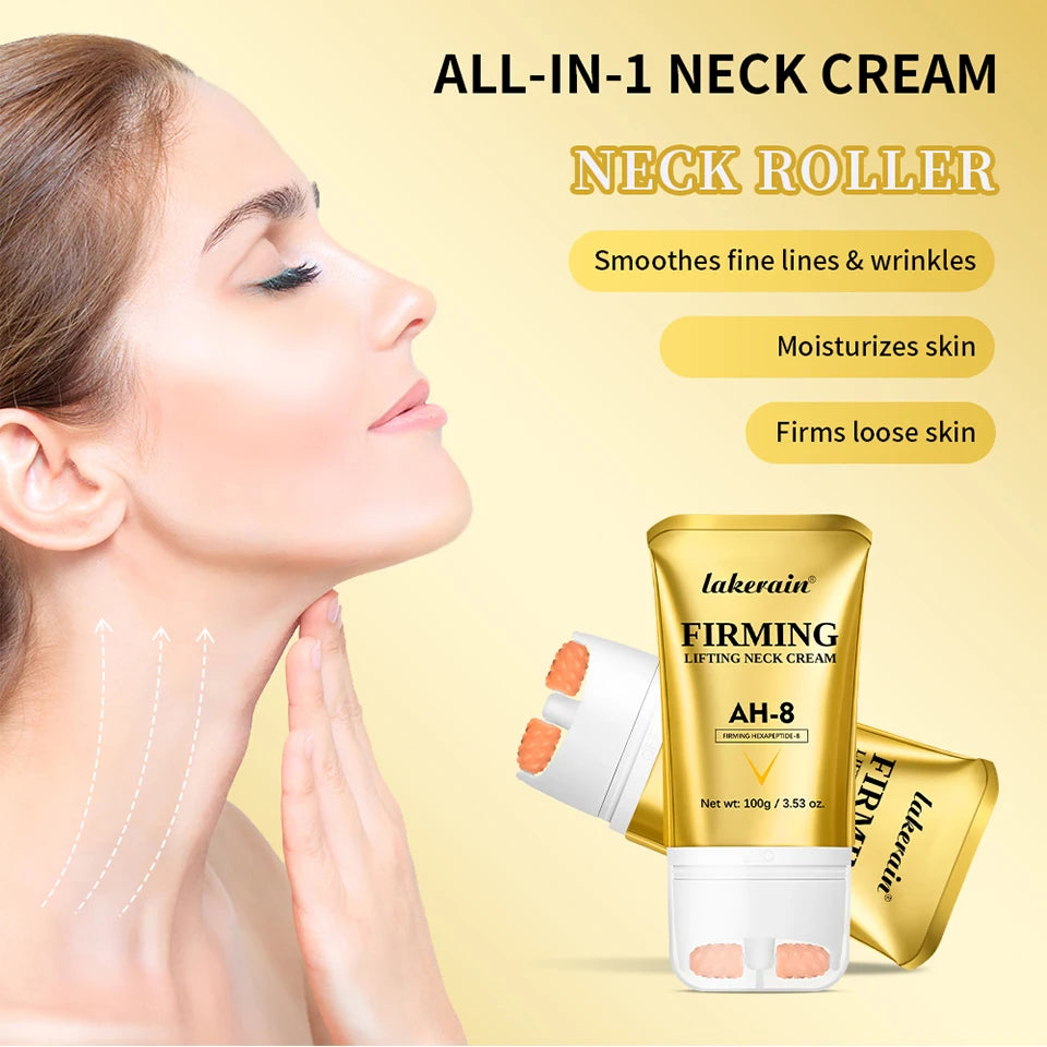 AH-8 Neck Firming Cream & Roller for Wrinkles & Crepey Skin
