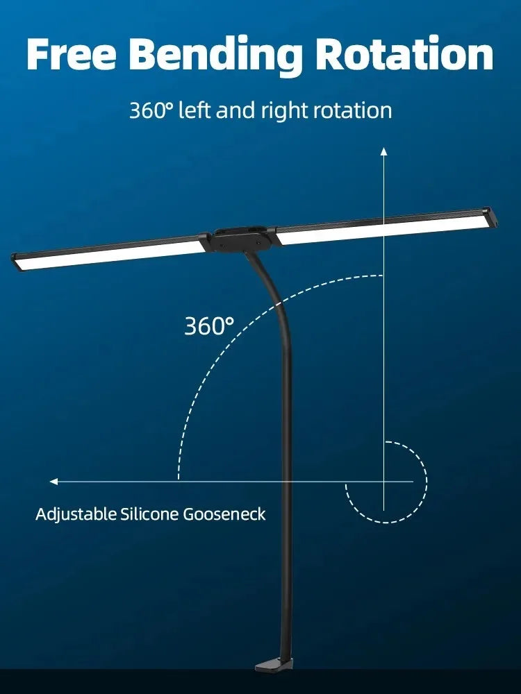 Double Head LED Architect Desk Lamp - Dimmable Office Light with Remote - 9