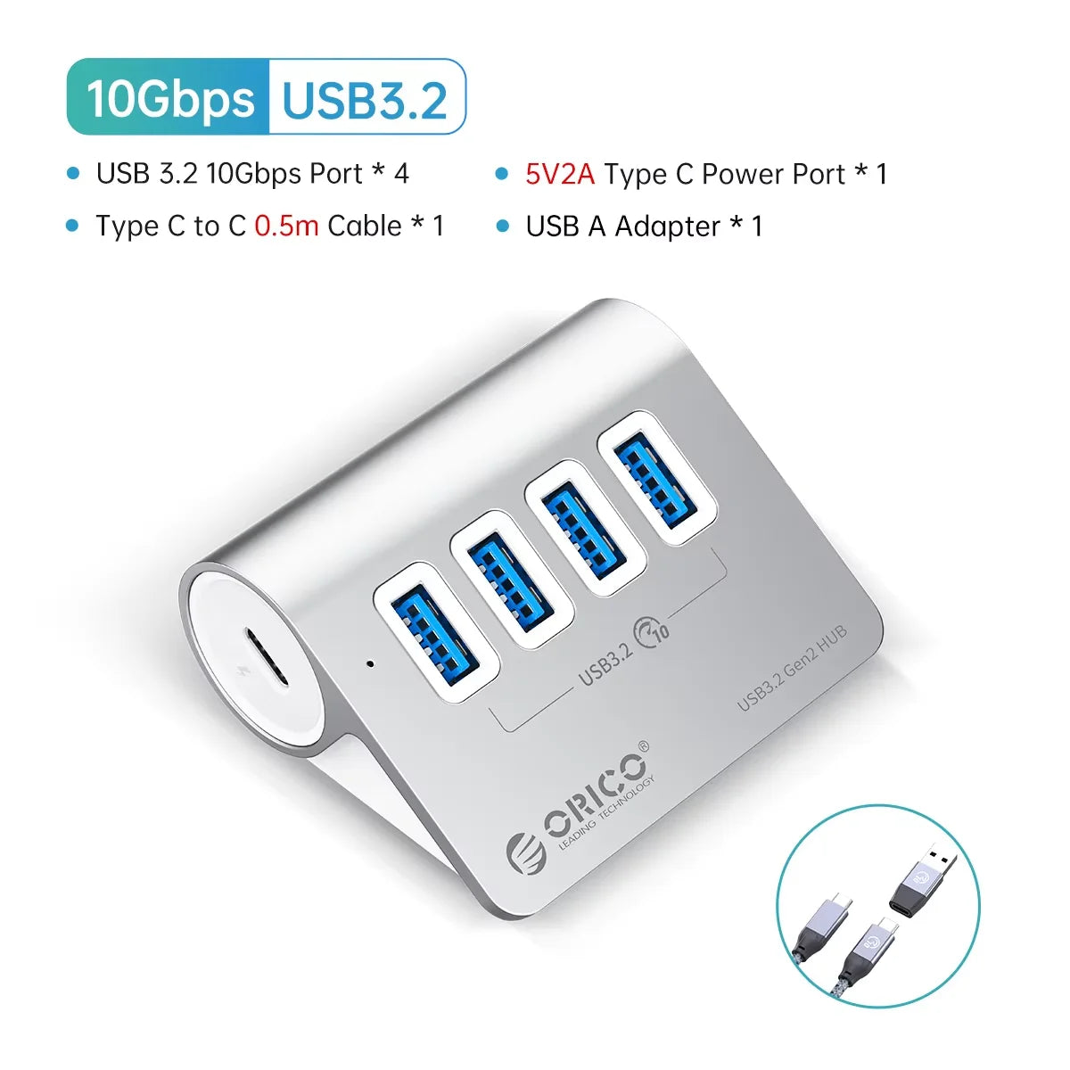 7-Port Powered USB 3.2 Hub with Fast Charging for Laptop & PC