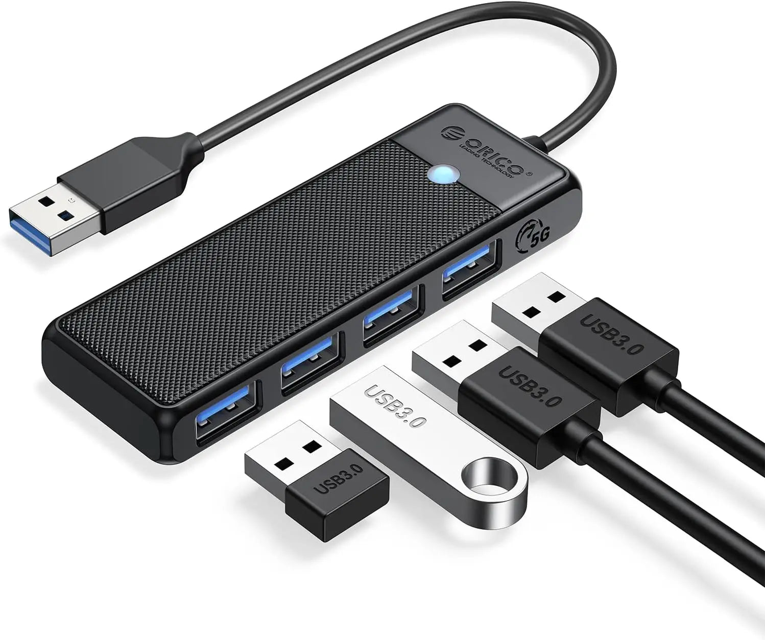 ORICO 4-Port USB-C Hub - High-Speed 5Gbps Data Transfer & Power Supply - 7