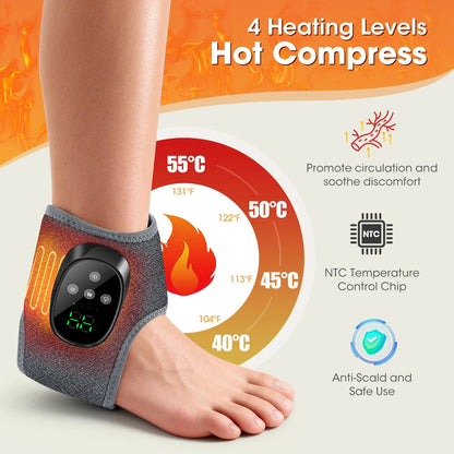 Wireless Heated Ankle Massager with Vibration Therapy for Joint Pain Relief