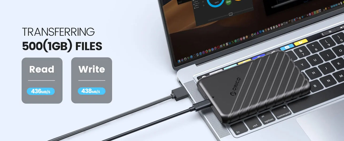 2.5" SATA HDD SSD External Hard Drive Enclosure - USB 3.0/Type-C Adapter