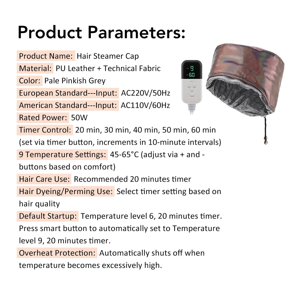 Professional Electric Hair Steamer Cap for Deep Conditioning & Hair Treatment - 15