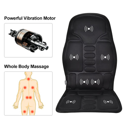 Electric Full-Body Vibrating Massage Chair Cushion with Soothing Heat Therapy