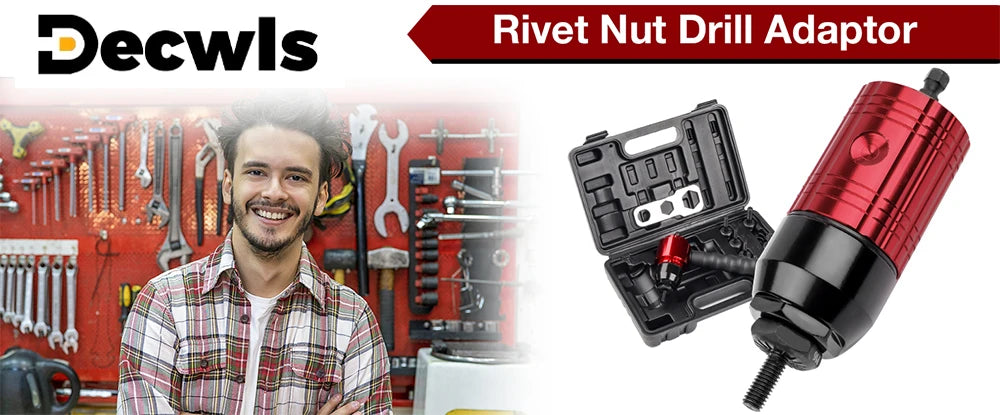 Electric Rivet Nut Gun Adapter for Drill - M3 M4 M5 M6 M8 Riveting Tool Kit