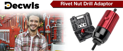 Electric Rivet Nut Gun Adapter for Drill - M3 M4 M5 M6 M8 Riveting Tool Kit