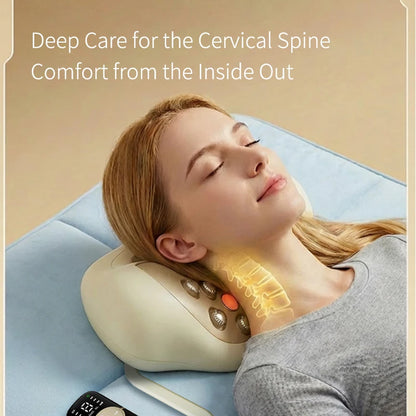 4-in-1 Electric Neck Massager Pillow with Air-Cushion Traction & Heat Therapy