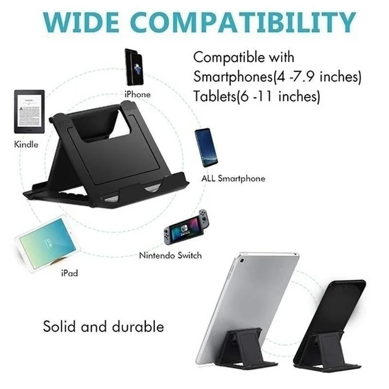 Foldable Cell Phone & Tablet Desk Stand - Universal Adjustable Holder
